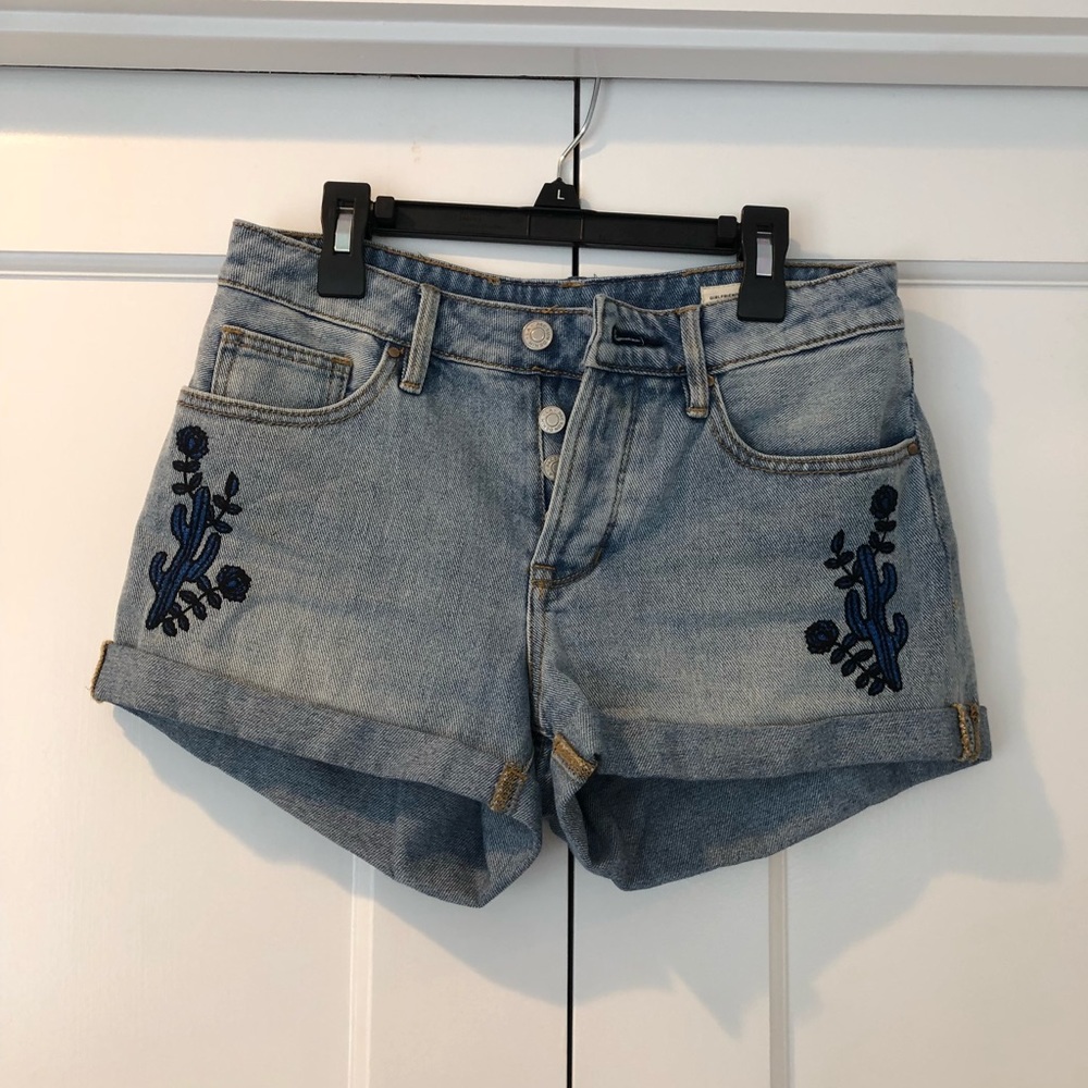 Pacsun Girlfriend Embroidered Jean Shorts